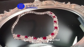 Kundenspezifischer Edelsteinschmuck: Im Labor gezüchtete Taubenblutrote Saphir-Halskette