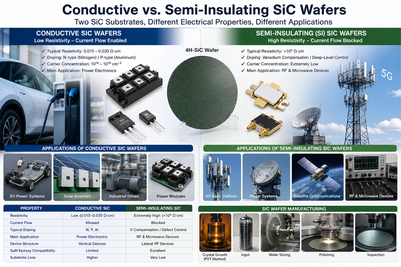 Jüngste Firmenblogs über Semi-Insulating vs Conductive SiC Wafers: Key Differences Explained