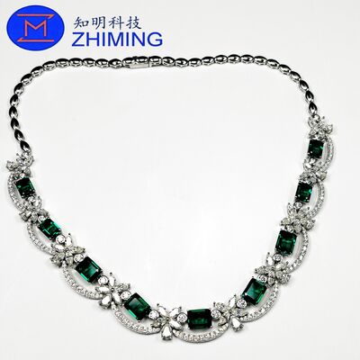 kaufen Im Labor gezüchtete smaragdgrüne Saphir-Halskette – eleganter synthetischer Saphir-Schmuck Online-Herstellung