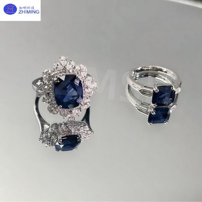 Synthetische Farbe Saphir Edelstein Ring Royal Blue Handgefertigter Schmuck